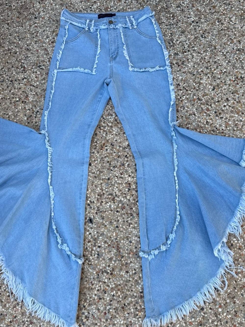 Purple Candy Light Blue Frayed Flare Women’s Jeans Rare